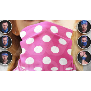 Foulard multifonctionnel avec motifs de pois roses pour enfants