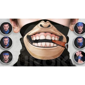 Foulard tubulaire avec motif de masques stylisés pour enfants